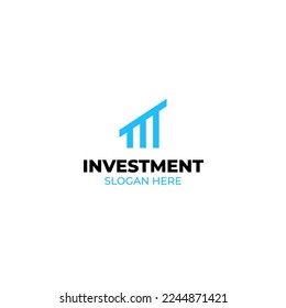 Initial letter M logo design template with investment chart logo