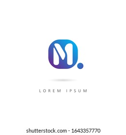 Initial Letter M Logo with Dot. Design Vector Illustration Template