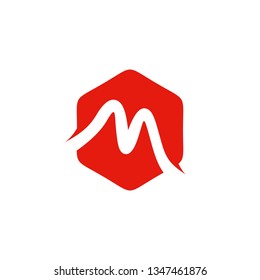 Initial Letter M Logo. Geometric Hexagonal. Flat Vector Logo Design Template Element.