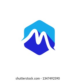 Initial Letter M Logo. Geometric Hexagonal. Flat Vector Logo Design Template Element.