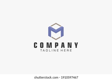 Initial Letter M Logo.  Geometric Line isolated. Usable for Business, Building and Technology Logos. Flat Vector Logo Design Template Element.