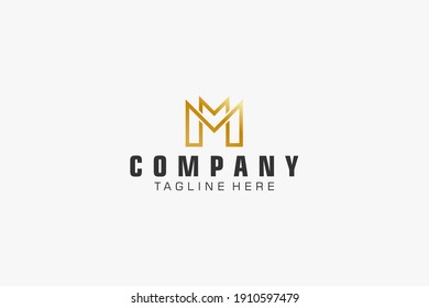 Logo De La Letra Inicial M.  Línea geométrica aislada. Usable para logotipos de empresas, edificios y tecnología. Elemento de plantilla de diseño de logotipo de vectores planos.