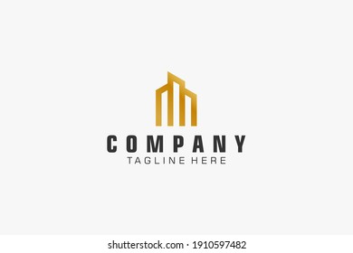 Logo De La Letra Inicial M.  Línea geométrica aislada. Usable para logotipos de empresas, edificios y tecnología. Elemento de plantilla de diseño de logotipo de vectores planos.