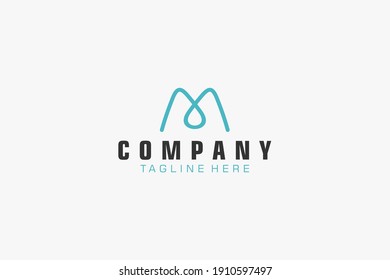 Logo De La Letra Inicial M.  Línea geométrica aislada. Usable para logotipos de empresas, edificios y tecnología. Elemento de plantilla de diseño de logotipo de vectores planos.