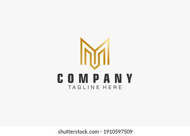Anfangsbuchstaben M Logo.  Geometrische Linie einzeln. Für Unternehmens-, Bau- und Technologielogos geeignet. Flaches Vectorlogo-Design-Vorlagenelement.