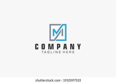 Initial Letter M Logo.  Geometric Line isolated. Usable for Business, Building and Technology Logos. Flat Vector Logo Design Template Element.