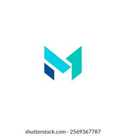 Initial letter M logo geometric. Letter M Marketing and investment. Usable for Business and Marketing Logos. Flat Vector Logo Design. grean and blue