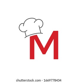 Initial Letter M Logo with hat chef for Restaurant logo creative concept chef template design