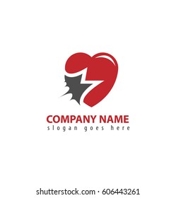 Initial Letter M Logo with Heart or Love