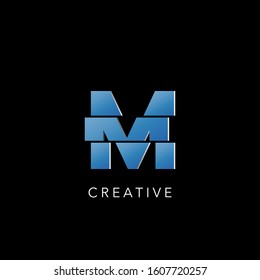 Initial Letter M Logo Icon, simple abstract techno logo vector design.