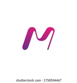 initial letter M logo, line art style design template