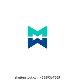 Initial letter M logo mirroring. Letter M Marketing and investment. Usable for Business and Marketing Logos. Flat Vector Logo Design. grean and blue