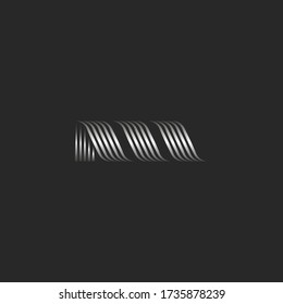 Initial letter M logo modern creative monogram icon, metallic smooth thin lines stripes, business card emblem