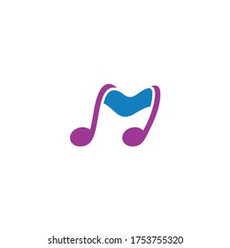 initial letter M logo and music design template
