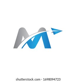 initial letter m logo Origami paper plane