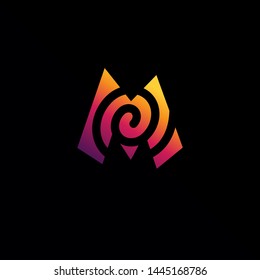 Initial Letter M Logo with Spiral Element