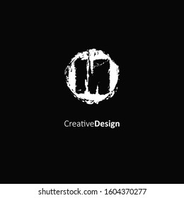 Initial letter M logo with splash element. Vector logo design template