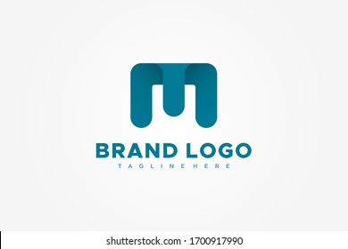 Initial Letter M Logo. Square Rounded Origami Style isolated on White Background. Flat Vector Logo Design Template Element.