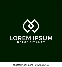 Plantilla de logotipo de letra inicial M con ilustración de línea geométrica moderna en un símbolo monograma de diseño plano