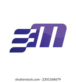 Letra inicial M Modelo de diseño Vector Ilustración Colores Azul Y Púrpura