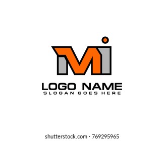 Initial letter M & I logo template vector