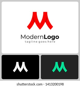 Initial Letter M Logo Three Colors Ribbon Business Logo Flat Monochrome Vector Illustration Design Logo Template