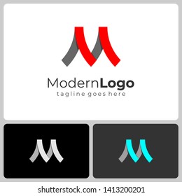Initial Letter M Logo Three Colors Ribbon Business Logo Flat Monochrome Vector Illustration Design Logo Template