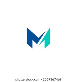 Initial letter M logo vector. Letter M Marketing and investment. Usable for Business and Marketing Logos. Flat Vector Logo Design. grean and blue