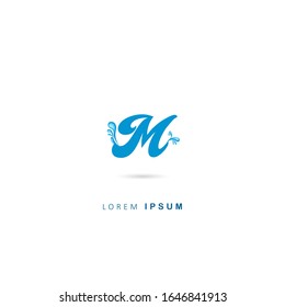 Initial Letter M Logo with water drop Elements. Vector design template elements. Aqua Logo