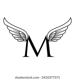 Initial letter M logo and wings symbol