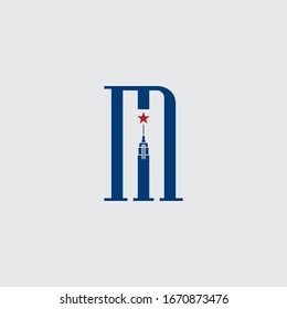 Initial letter m logo.new york city logo design, Empire State Building letter logo