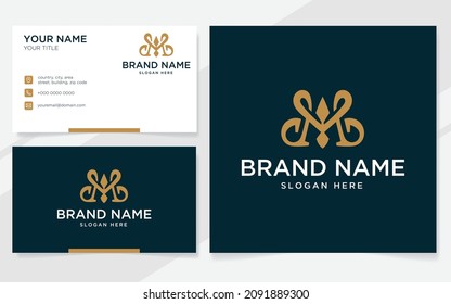 Initial letter M luxury logo for company with business card template