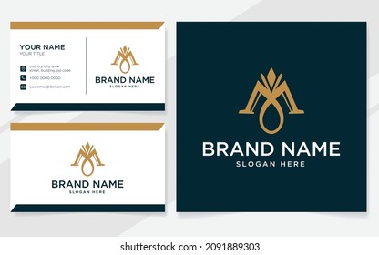Letra inicial logotipo de lujo M para empresa con plantilla de tarjeta de visita