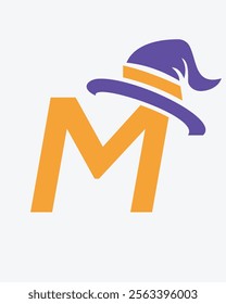 Initial Letter M Magic Hat Logo Design Concept For Magic Fantasy Symbol