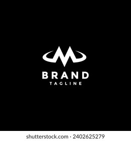 Initial Letter M Mammoth Logo Design. Simple Letter M With Elephant Ivory Logo Design.