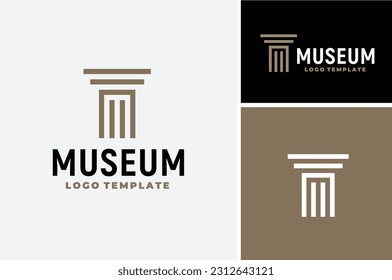 Initial Letter M Marble Museum Monument with Greek Roman Column Pillar for Historical Building Government Attorney Lawyer Office Logo design