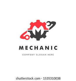 Initial Letter M Mechanic Logo Designs Concept Vector