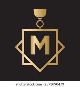 Initial Letter M Medal Logo Symbol Vector Template