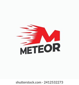 Initial letter M meteor burn up logo. Speed fast M monogram logo design concept