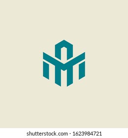 Initial letter M, M and A minimalist line art hexagon logo