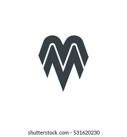 Initial Letter M MM Isolated Design Logo Black