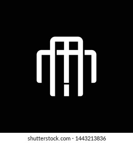 Initial letter M and M, MM, overlapping interlock monogram logo, white color on black background
