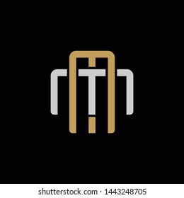 Initial letter M and M, MM, overlapping interlock logo, monogram line art style, silver gold on black background