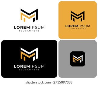 Initial Letter M Monogram Alphabet Line Art Modern Luxury Geometric Vector Logo Design Illustration