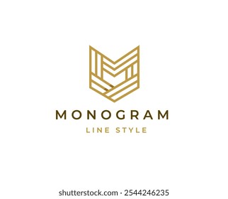 Inspiración inicial del logotipo del monograma de la letra M. Letra M Vector de logotipo de estilo de línea elegante. Símbolo de logotipo inicial de carácter M. Ilustración del logotipo del Vector del alfabeto