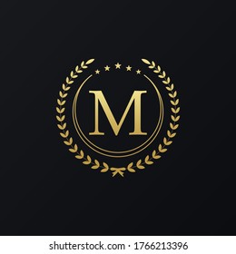 initial letter M moonlight icon design logo template