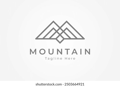 initial Letter M Mountain  logo, letter M with mountain  combination, usable for brand and company logos, logo design template element, vector illustration