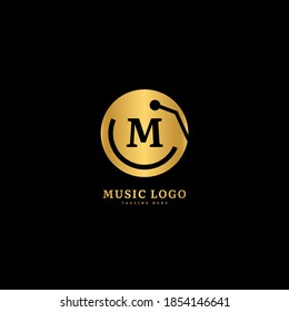 Initial letter M. Music disk logotype. Elegant music sound logo fit for business and music event. Vector logo design.