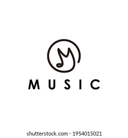initial letter M music logo design vector
