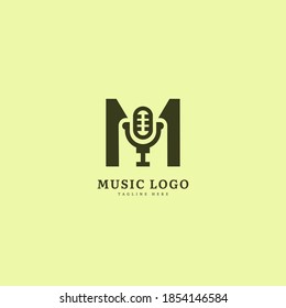 Initial letter M. Music microphone logotype. Elegant music sound logo fit for business and music event. Vector logo design.
